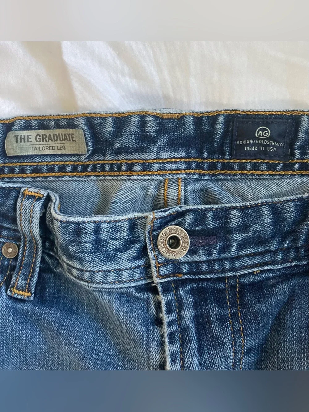 AG Adriano Goldschmied  The Graduate Jeans Made in USA 36X34 South Gate, CA.2016